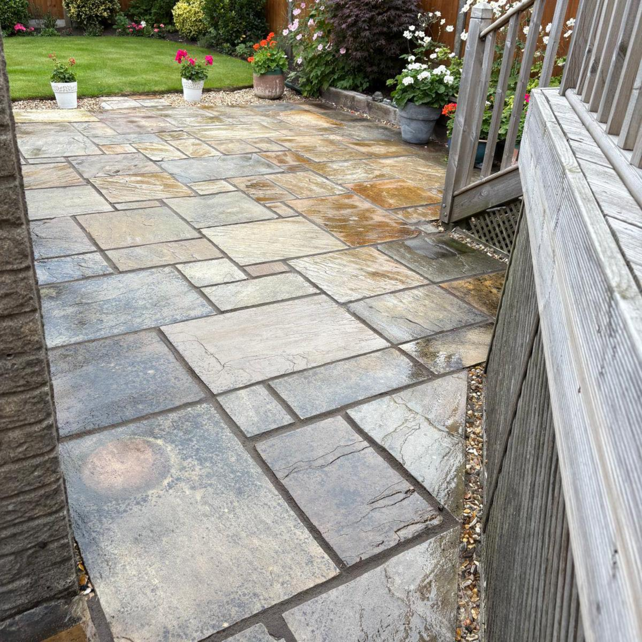 Finished patio area in garden